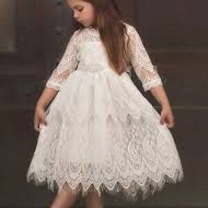 TRISH SKULLY Child Bella Rafaela Dress & Belt Set ANTIQUE WHITE Size 5